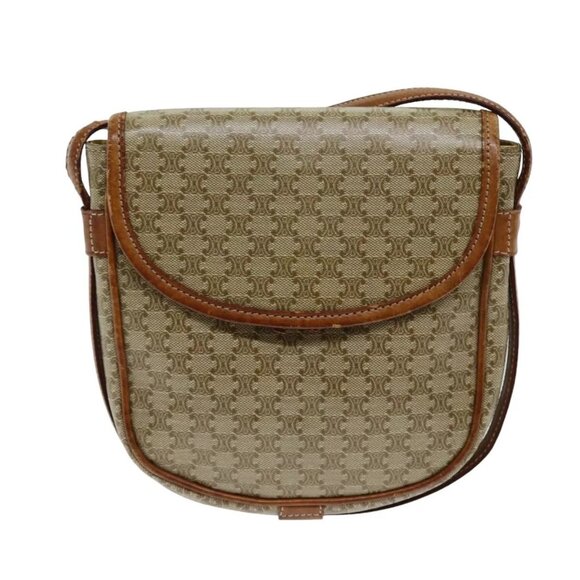 CELINE Macadam Canvas Shoulder Bag Beige - Picture 13 of 16